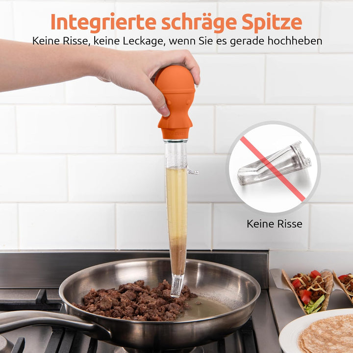 U-Taste 109℃ Hitzebeständige Grosse Abgewinkelte Bratenspritze Tritan Putenfleisch-Fettpipette mit S