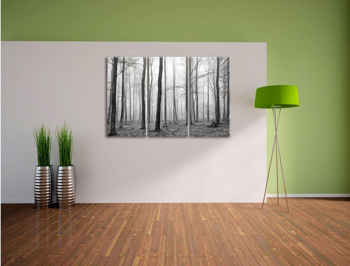 Pixxprint Abstrakter Wald Kunst / 3-Teilig/Gesamtmass 120cm Leinwandbild bespannt auf Holzrahmen/Wan