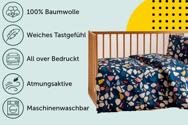Hibboux 100x135 Terazzo Baby Duvet Cover Set - Azure