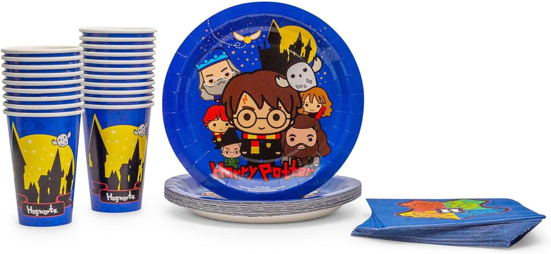 Silver Buffalo Harry Potter Animiertes Chibi Geschirr Pappteller Tassen Servietten Party Pack Set 60
