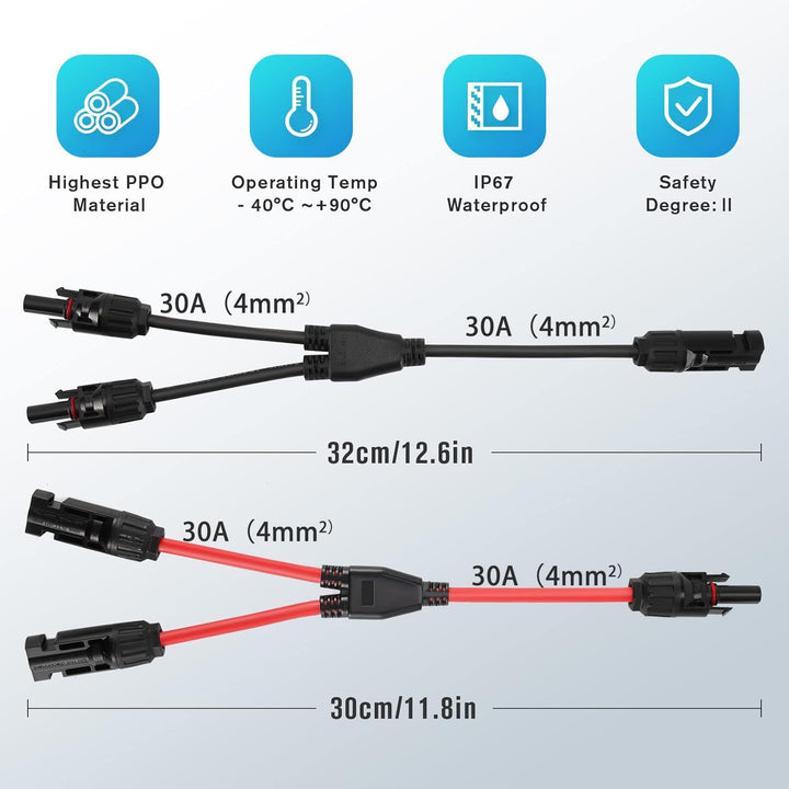 Thlevel Solarpanel Kabel Solarkabel Y Verteiler Male Female MMF und FFM Connector Photovoltaik Steck