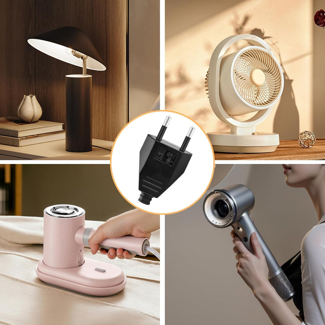 6 Stück Flachstecker, Eurostecker, Netzstecker (220V, 2,5A), europäischer Flachstecker, geeignet für