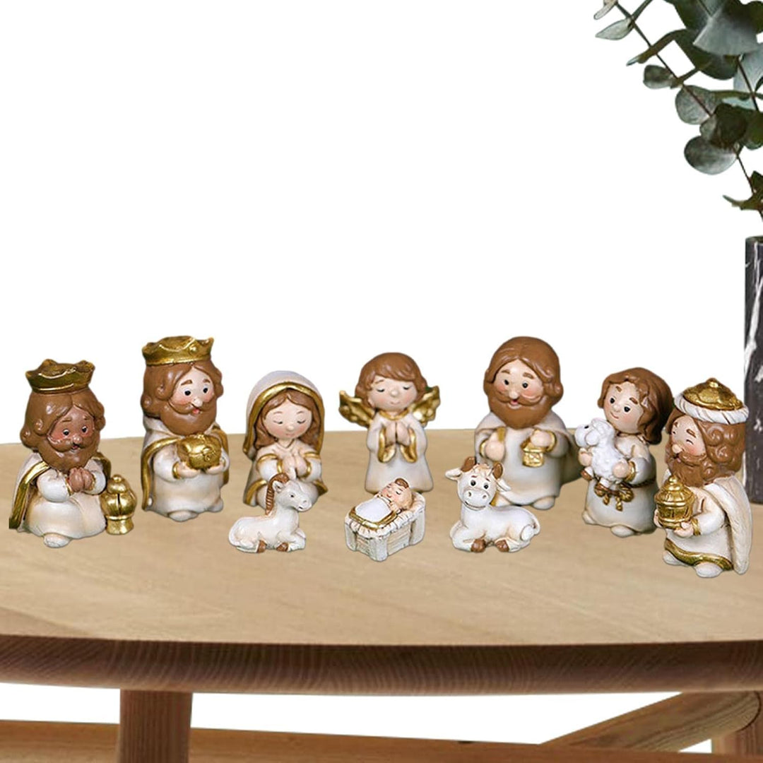 Weihnachtskrippe Set mit figuren, 10 Stück Jesus Krippe Figuren Statue, Krippenfiguren Harz, Weihnac
