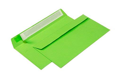 Briefumschläge DIN lang C6/5 114x229 mm grün 120 g/m² ohne Fenster haftklebend (Artikel: 208A) (100)