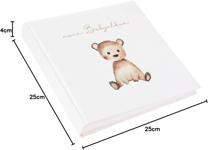 goldbuch 24 458 Fotoalbum Teddybär Foto Album 60 weisse Seiten für 120 Bilder, Babyfotobuch für Mädc