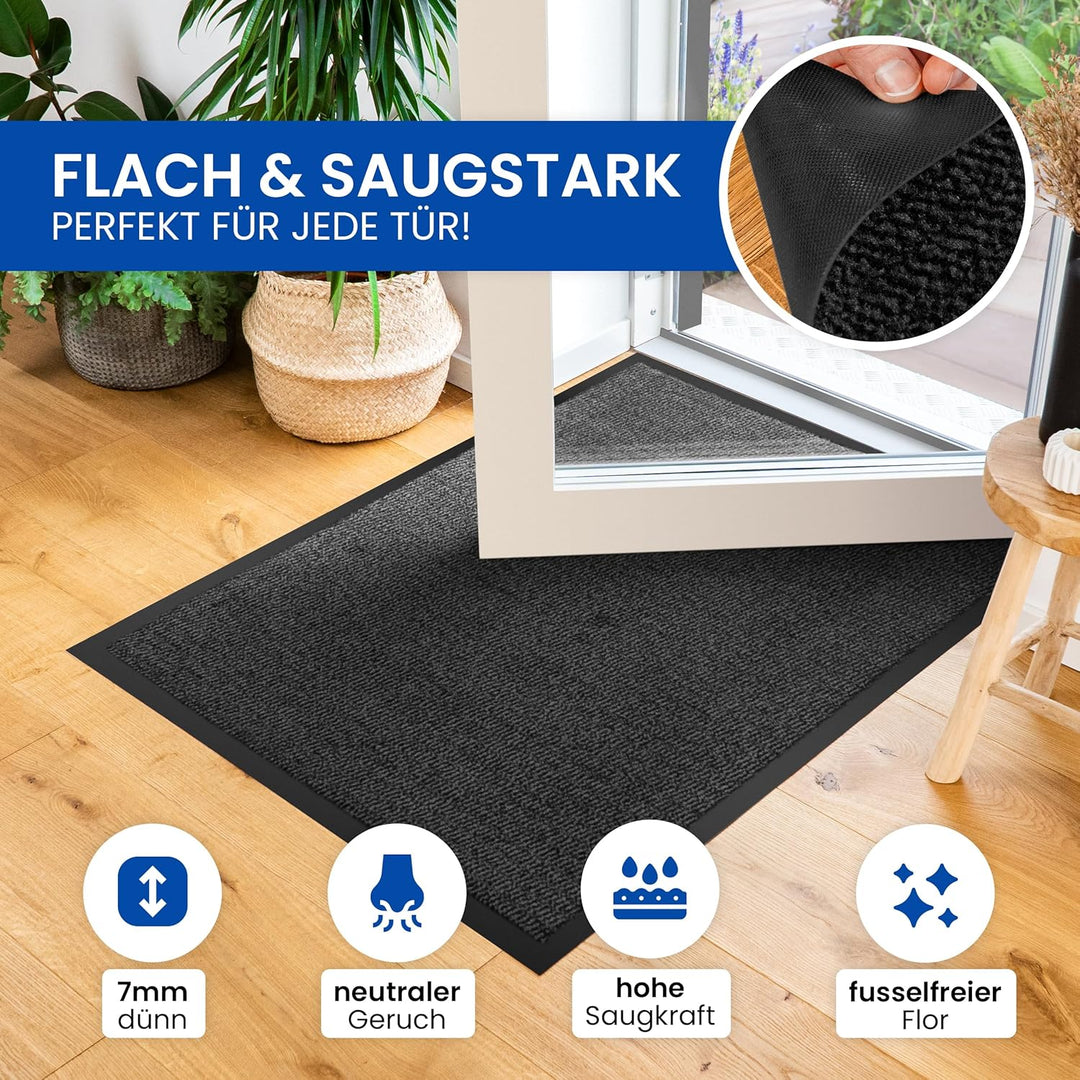 Gentle North Hochwertige Fussmatte grau schwarz 60x180cm gross für Innen & Aussen - Schmutzfangmatte