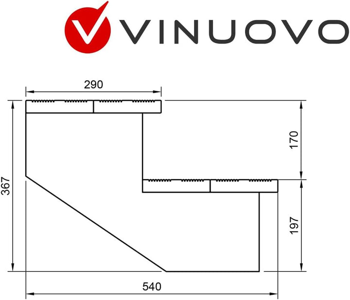 Berlin - Terrassentreppe Holz - H37cm 2 Stufen, Breite 120cm, OHNE Setzstufen- Vinuovo - Set für Ihr