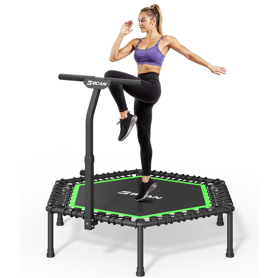 BCAN Fitness Trampolin Indoor Ø 122/133 cm, Trampolin Erwachsene bis 250 kg, Bodentrampolin mit vers