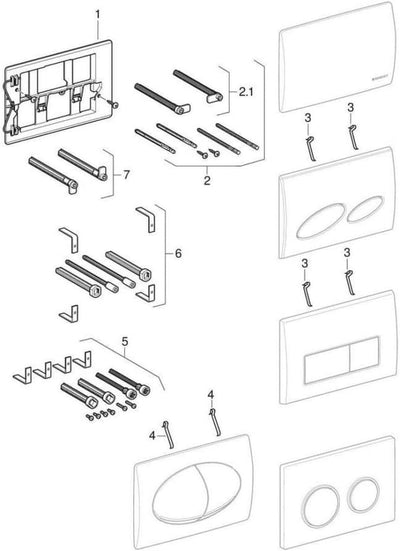 GEBERIT 115228111 Betätigungsplatte Platte für Doppelspülung von Oben/vorne für UP200 Farbe: Weiss K