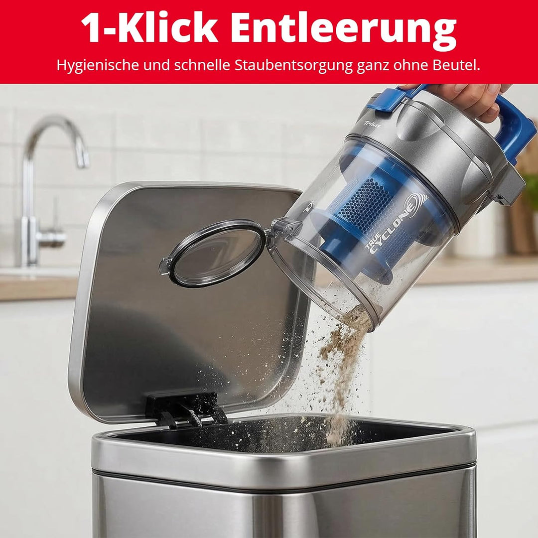 Trisa Bodenstaubsauger Beutellos True Cyclone Comfort, Kein Saugkraftverlust, HEPA Filter 99,9% für