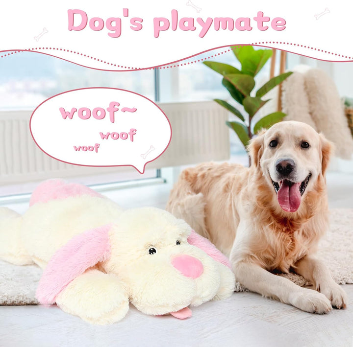 MorisMos 80cm lang Hund Kuscheltier gross XXL, weich Rosa Hund Plüschtier Stofftier, riesen Gefüllte
