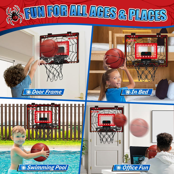 Basketballkorb Indoor Kinder, LED-Licht Mini Basketballkorb mit 3 Bällen &amp; Elektronische Anzeigetafe