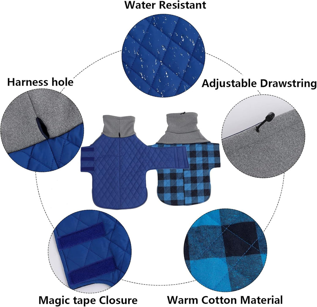 Geyecete Hundemantel Dackel, Dackel Wintermantel, Warmer Quilten Dackelmantel mit Geschirr Loch,Wind