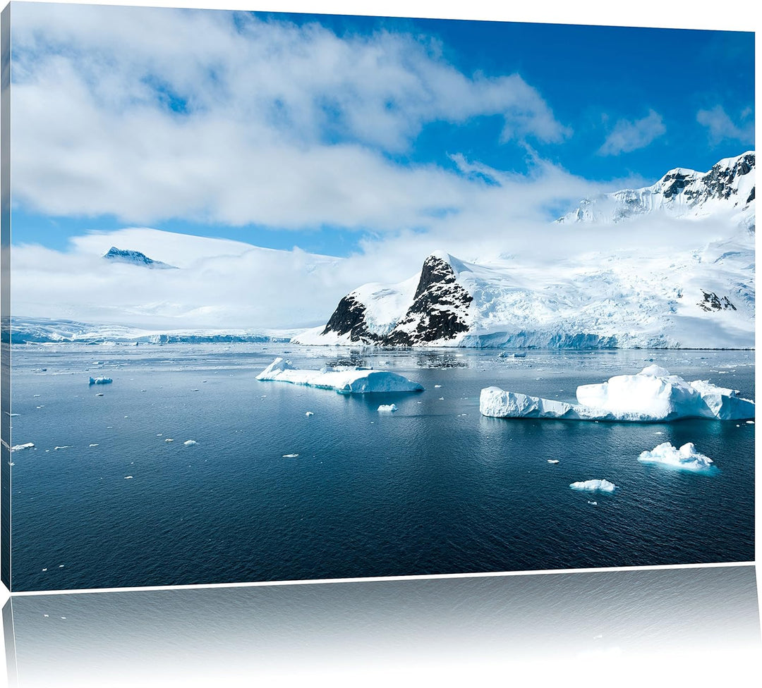 Pixxprint Schöne Winterlandschaft in der Antarktis, Format: 100x70 auf Leinwand, 100x70