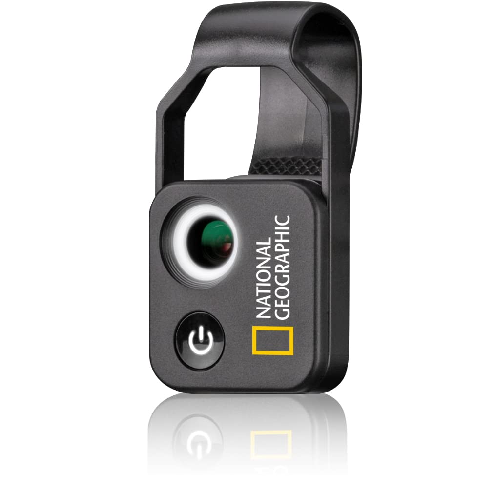 National Geographic Handy-Mikroskop 200x mit CPL, 2 Helligkeitsmodi und Universal-Clip, kompatibel m