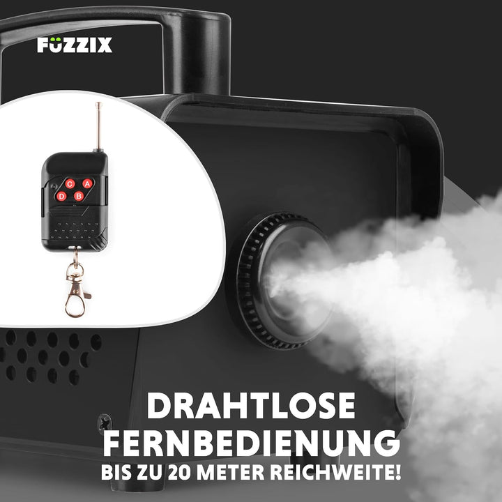 Fuzzix F500S Nebelmaschine Mini mit Funk-Fernbedienung, Nebelmaschine Halloween, 500 Watt Rauchmasch