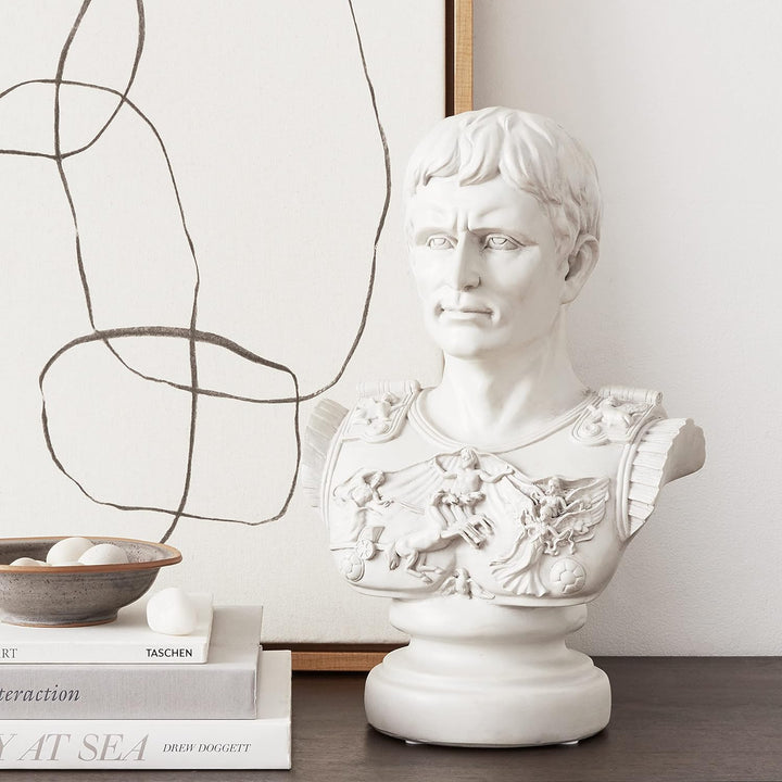 Design Toscano Augustus Caesar Primaporta Büstenstatue, Polyresin, antikes steingrau, 46 cm Einzelbe