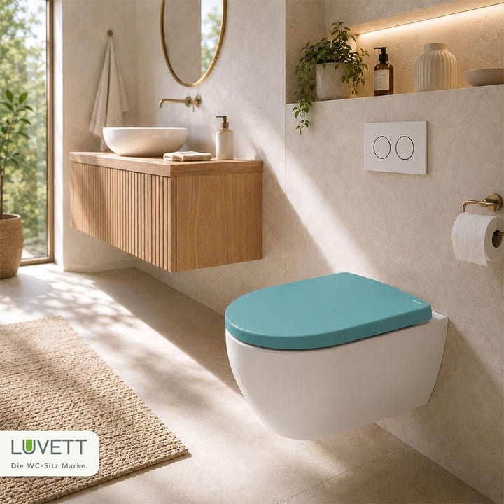 LUVETT® WC-Sitz mit Absenkautomatik C100 oval universell, Toilettendeckel mit 3 Edelstahl Montagelös
