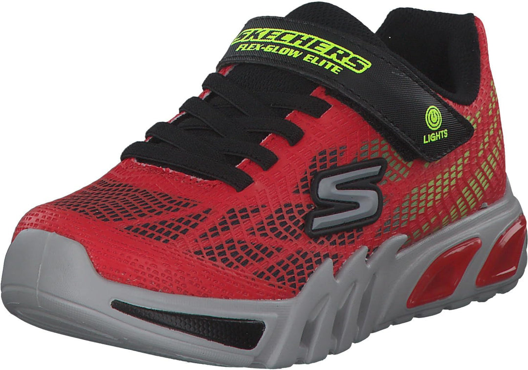 Skechers 400137L RDBK Sneaker, Red Synthetic/Black & Yellow Trim, 28 EU