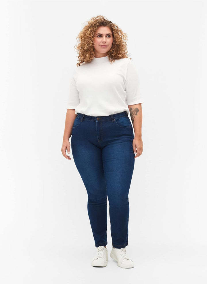 Zizzi Damen Grosse Grössen Emily Jeans Slim Fit Normale Taillenhöhe Gr, Blue Denim