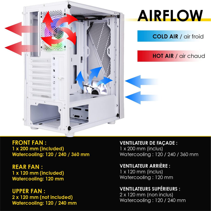 Empire Gaming – PC-Gehäuse Gamer Crystal – ARGB Mittelgrosser Tower ATX, Micro ATX und ITX – 3D-Spie