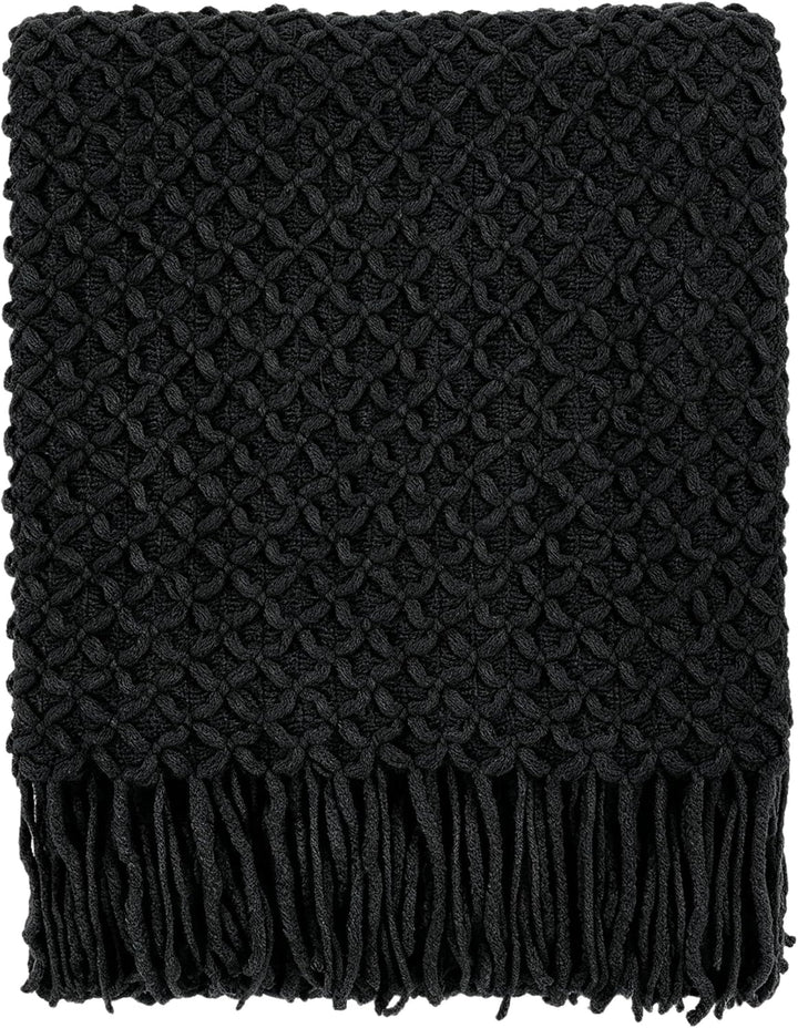 CREVENT Boho-Strickdecke im Landhausstil für Couch, Sofa, Sessel, Bett und Wohnkultur – weich, warm,