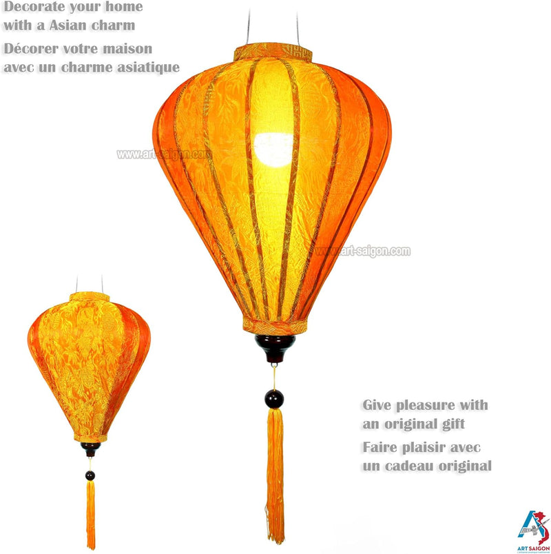Traditionelle asiatische Lampion aus Seide, Orange, M, Durchmesser 29 cm – Laterne von Hoi an aus St