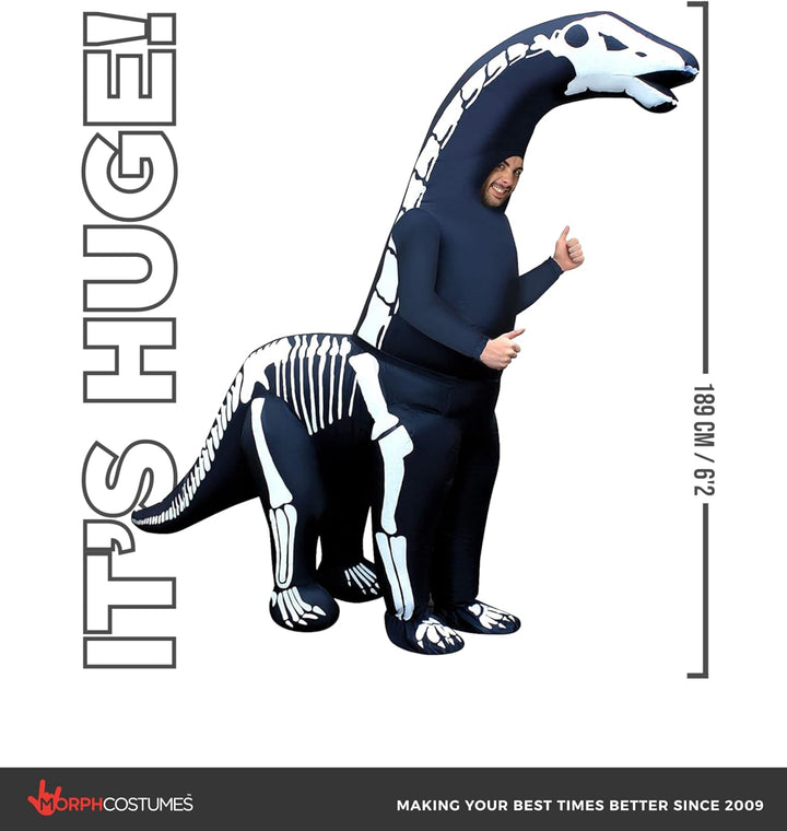 Morph Riesiges Aufblasbares Skelett Diplodocus Kostüm für Erwachsene, Dinosaurier Kostüm Herren Dame
