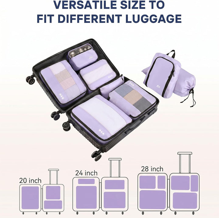 MURISE Koffer Organizer 8 Stück, Packing Cubes für Urlaub und Reisen, Packwürfel Packtaschen für Kof
