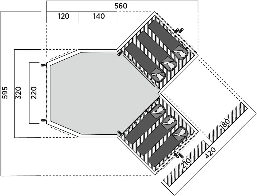 Easy Camp Zelt Tunnelzelt Alicante 600 Twin Light Grey, 120456