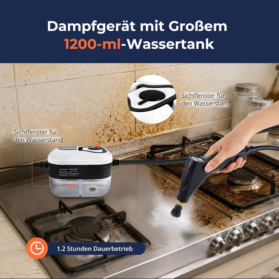 Dampfreiniger, 4.5 Bar Dampfreiniger Handgerät, 6-Stufig Einstellbarer Dampfreiniger, 15 Sekunden Au
