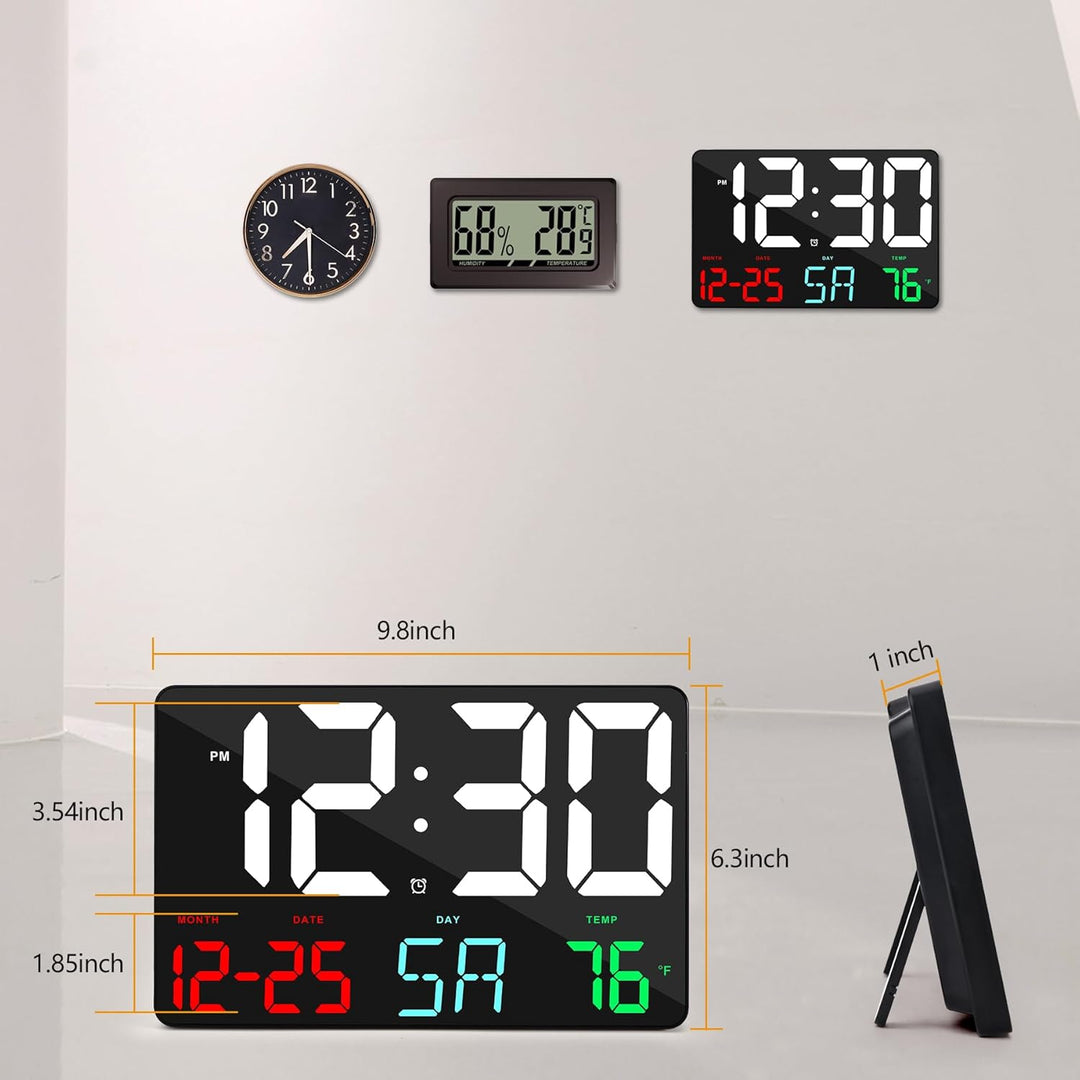SZELAM Digitaluhr Grosses Display,11,5" Digitaler Kalenderwecker mit Funkfernbedienung,LED Übergross