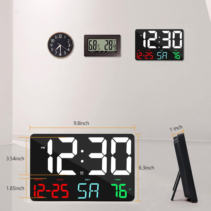SZELAM Digitaluhr Grosses Display,11,5" Digitaler Kalenderwecker mit Funkfernbedienung,LED Übergross