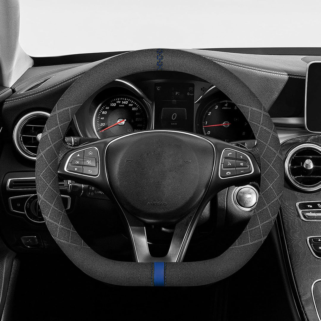 Ergocar D-Form Auto Lenkradbezug Rutschfester Auto Sport Lenkradschutz Mikrofaser Wildleder Winter W