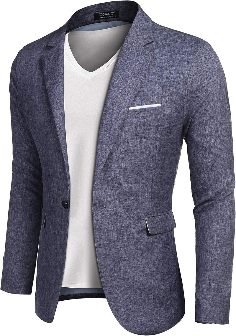 COOFANDY Herren Anzugjacke Sakko Sportlich Freizeit Blazer Regular Fit Männer Anzug Ein Knopf Busine