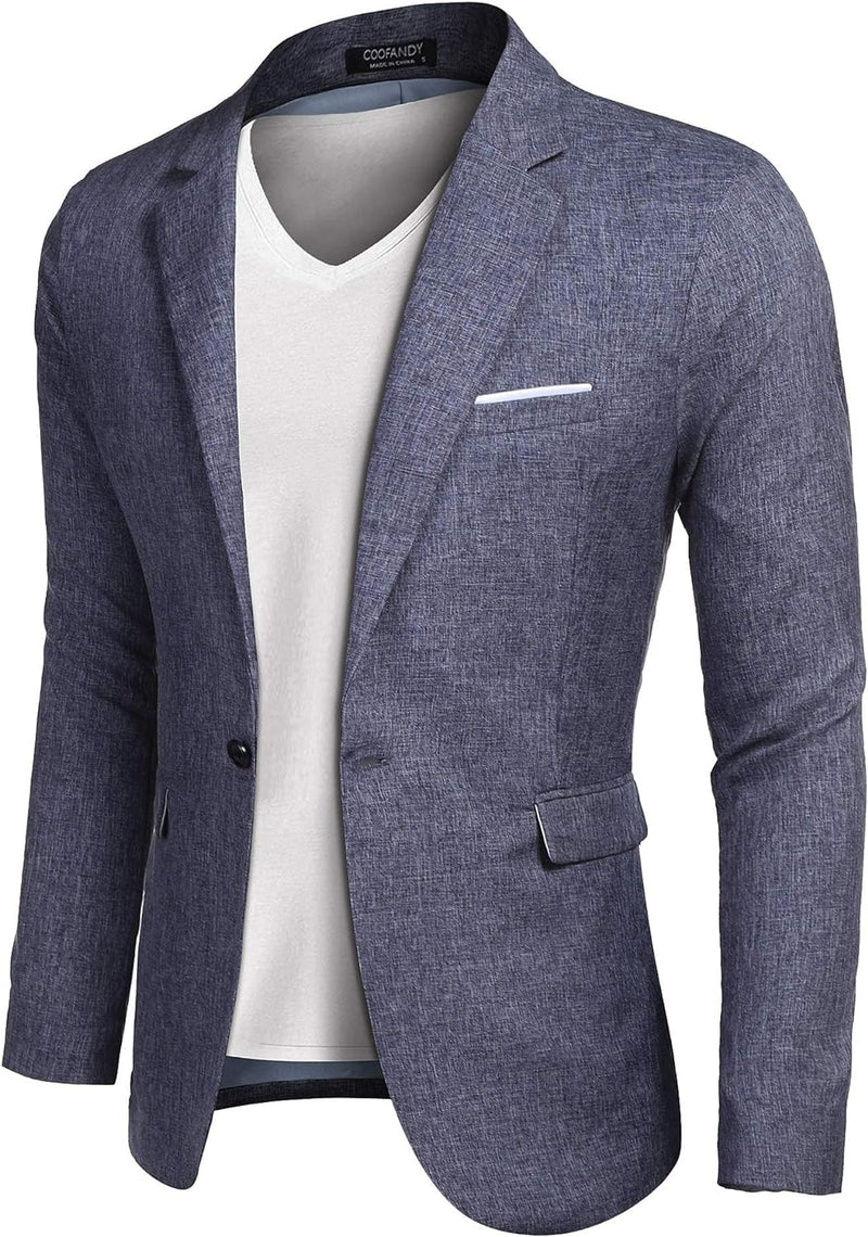 COOFANDY Herren Casual Sport Mäntel Leichter Anzug Blazer Jacken Ein Knopf S Blau, S Blau