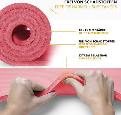 TRESKO Yogamatte Phthalatfrei - Gymnastikmatte rutschfest, Pilatesmatte Fitnessmatte mit Tragegurt,