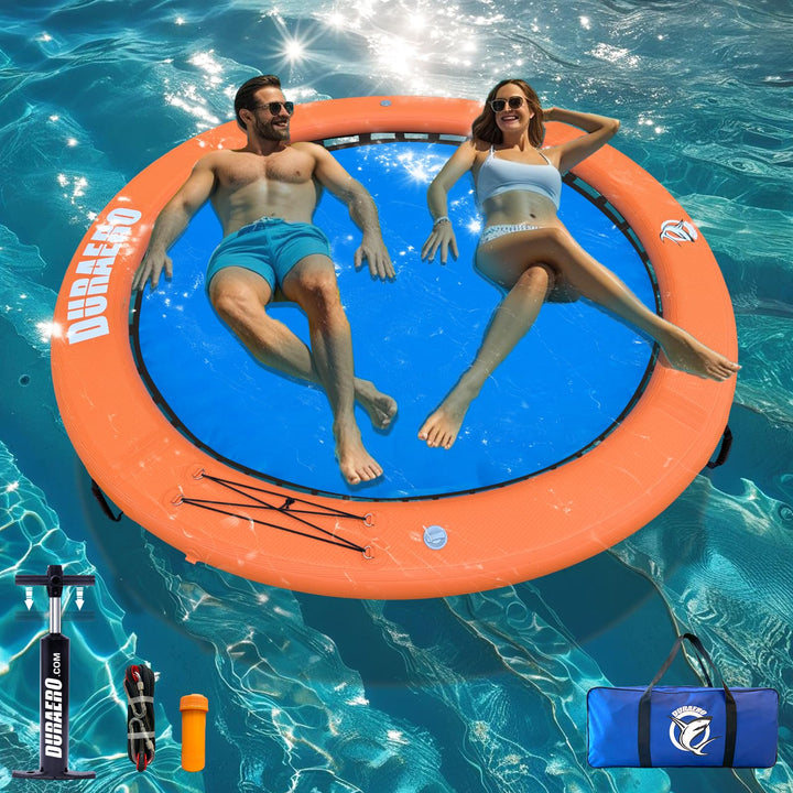 Aufblasbare Wasserhängematte, Rundes Schwimmdock, Schwimmring für See &amp; Pool, Grosses Familien-Insel