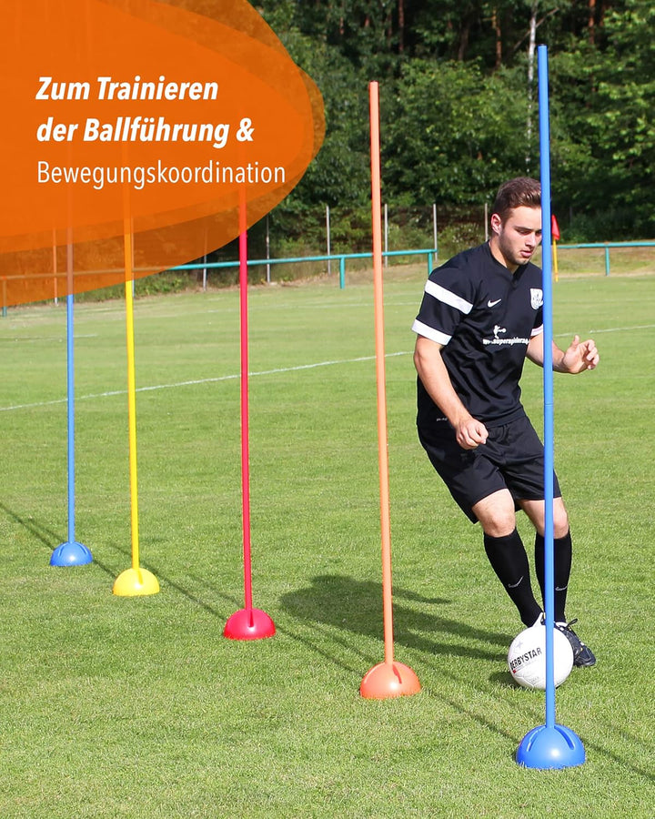 Kombi-X-Standfuss aus Kunststoff & Slalomstange 180 cm – 4er Set – befüllbarer Standfuss – Stange fü