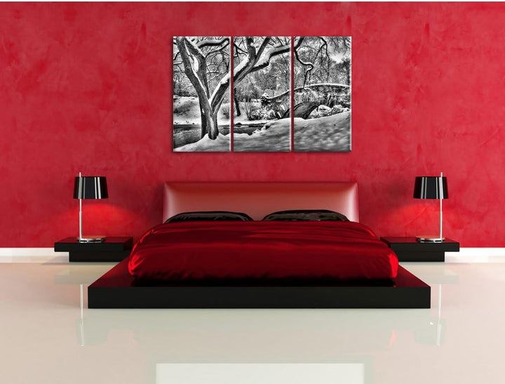 Pixxprint Central Park New York als Leinwandbild/Grösse: 3 Teilig (120x80) cm/Wandbild/Kunstdruck/fe