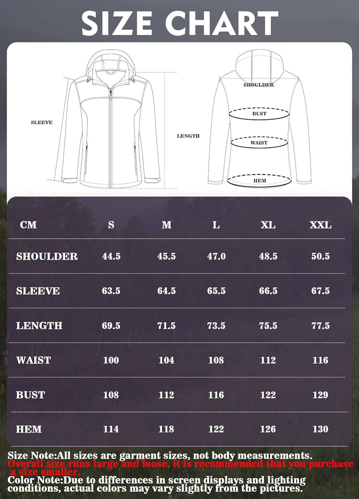 ATLASLAVA Damen Softshelljacke Wasserdichte Atmungsaktive Leichte Fleece Kapuze Übergangsjacke Laufe