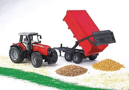 bruder 02045 - Massey Ferguson 7480 mit Wannenkippanhänger - 1:16 Traktor Trecker Schlepper Kippanhä