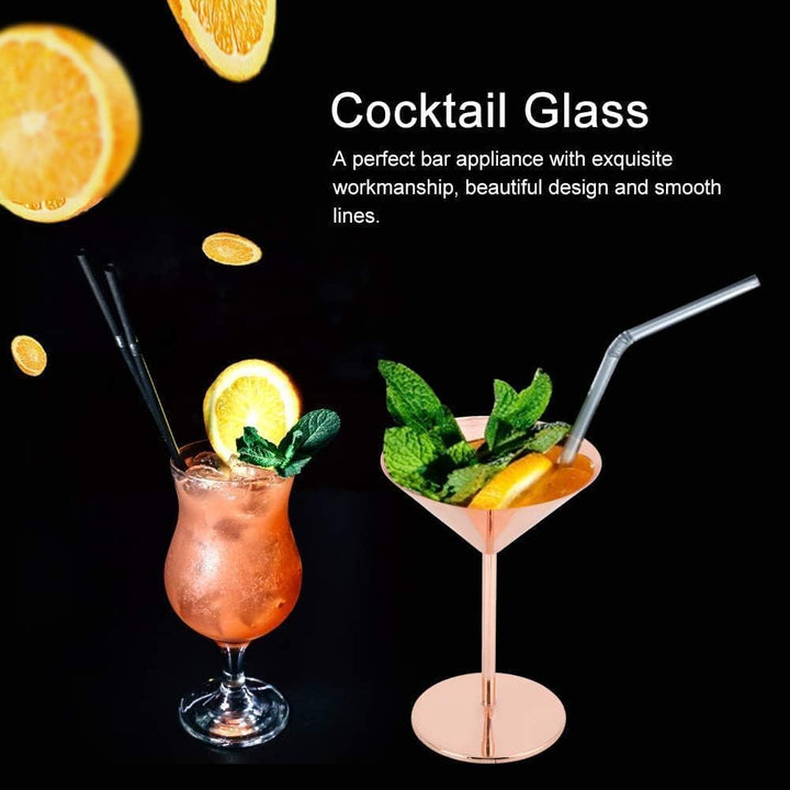 Beufee 2 Stück Metall-Martini-Gläser, Edelstahl-Martini-Gläser, Cocktailgläser, Roségold, Martini-Ke