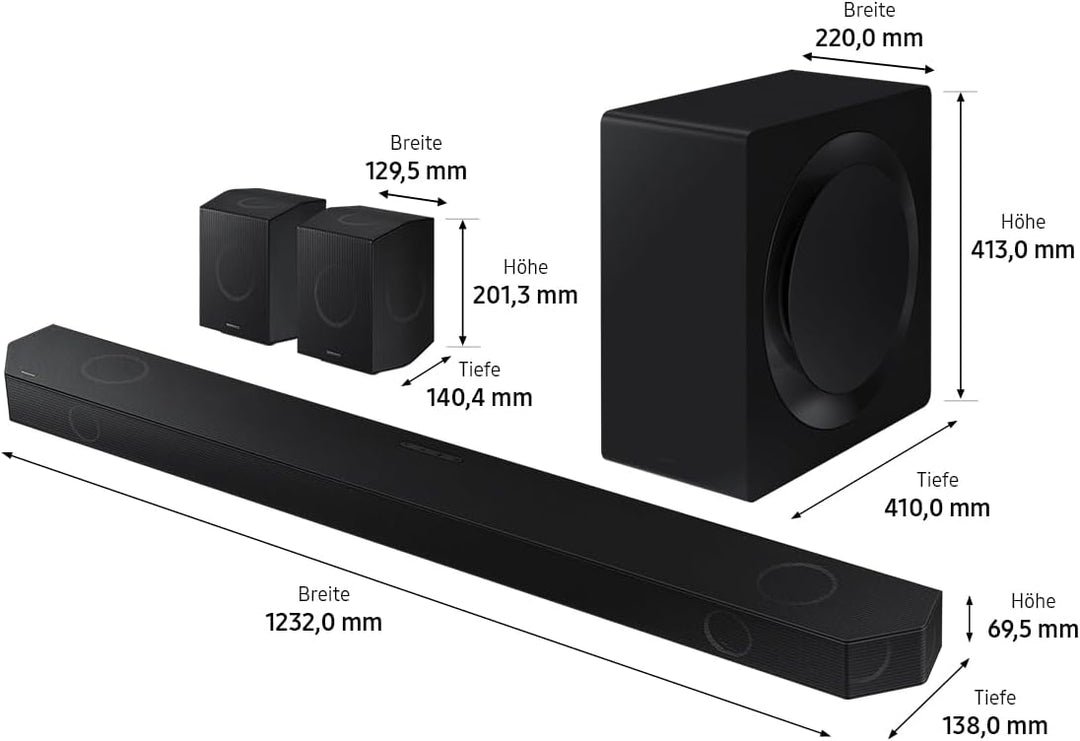 Samsung HW-Q995GD 11.1.4-Kanal Q-Soundbar für TV-Geräte, 4.0.2-Kanal-Rücklautsprecher, Bluetooth-Lau