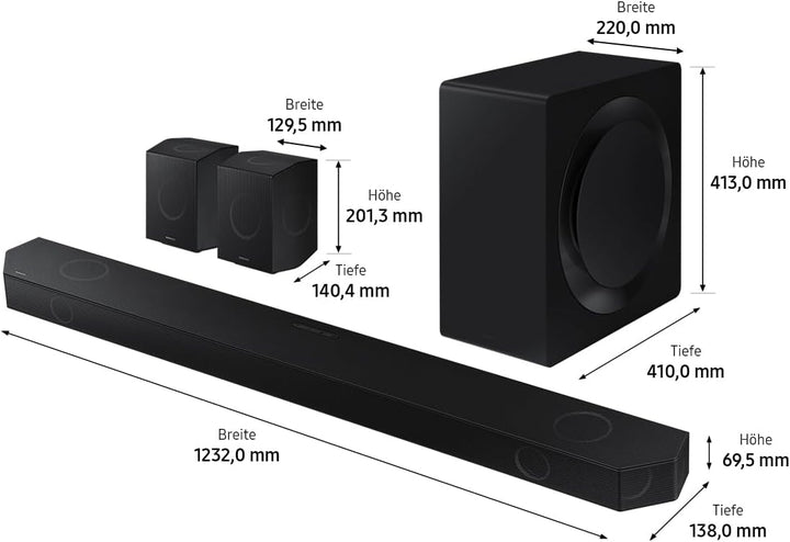 Samsung HW-Q995GD 11.1.4-Kanal Q-Soundbar für TV-Geräte, 4.0.2-Kanal-Rücklautsprecher, Bluetooth-Lau