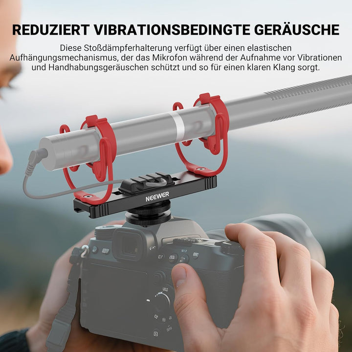 NEEWER Mikrofon Shock Mount, verstellbare Cold Shoe Microphone Halterung für Kamera, Boom Stange, St