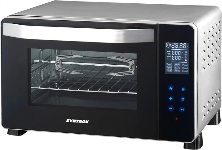 Syntrox Germany 25 Liter Digitaler Edelstahl Mini Stand Backofen mit Umluft und Drehspiess Miniofen