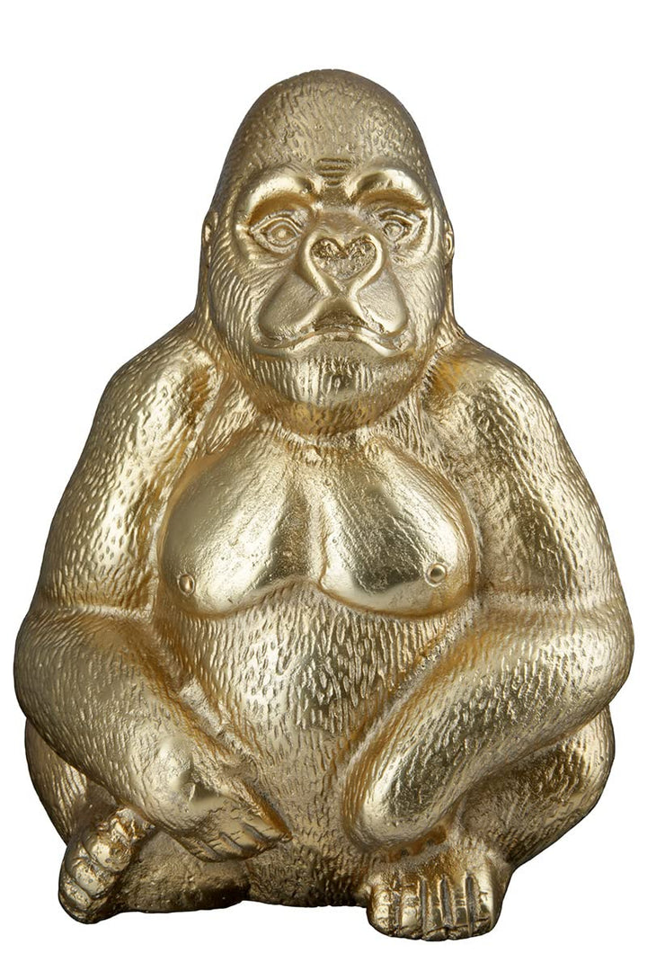 GILDE Deko Tier Figur Skulptur Gorilla - Moderne Kunst und Dekoaration aus Kunstharz - Farbe: Gold -