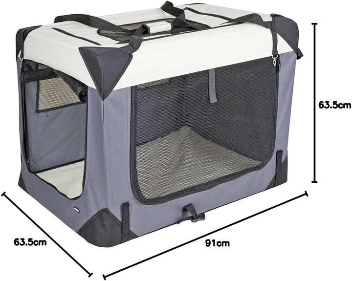 Kerbl Pet Transportbox Journey, 92x65x66cm, grau/beige L 91 x B 64 x H 64 cm, L 91 x B 64 x H 64 cm