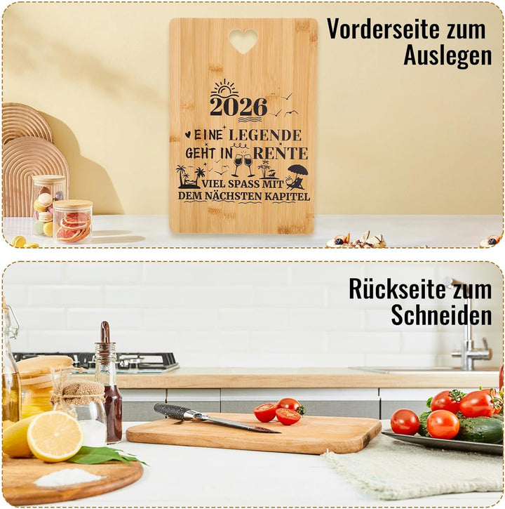 Ruhestand Geschenk，Renteneintritt Geschenk Männer，Schneidebrett Bambus，Geschenke zur Rente Frau，Gesc
